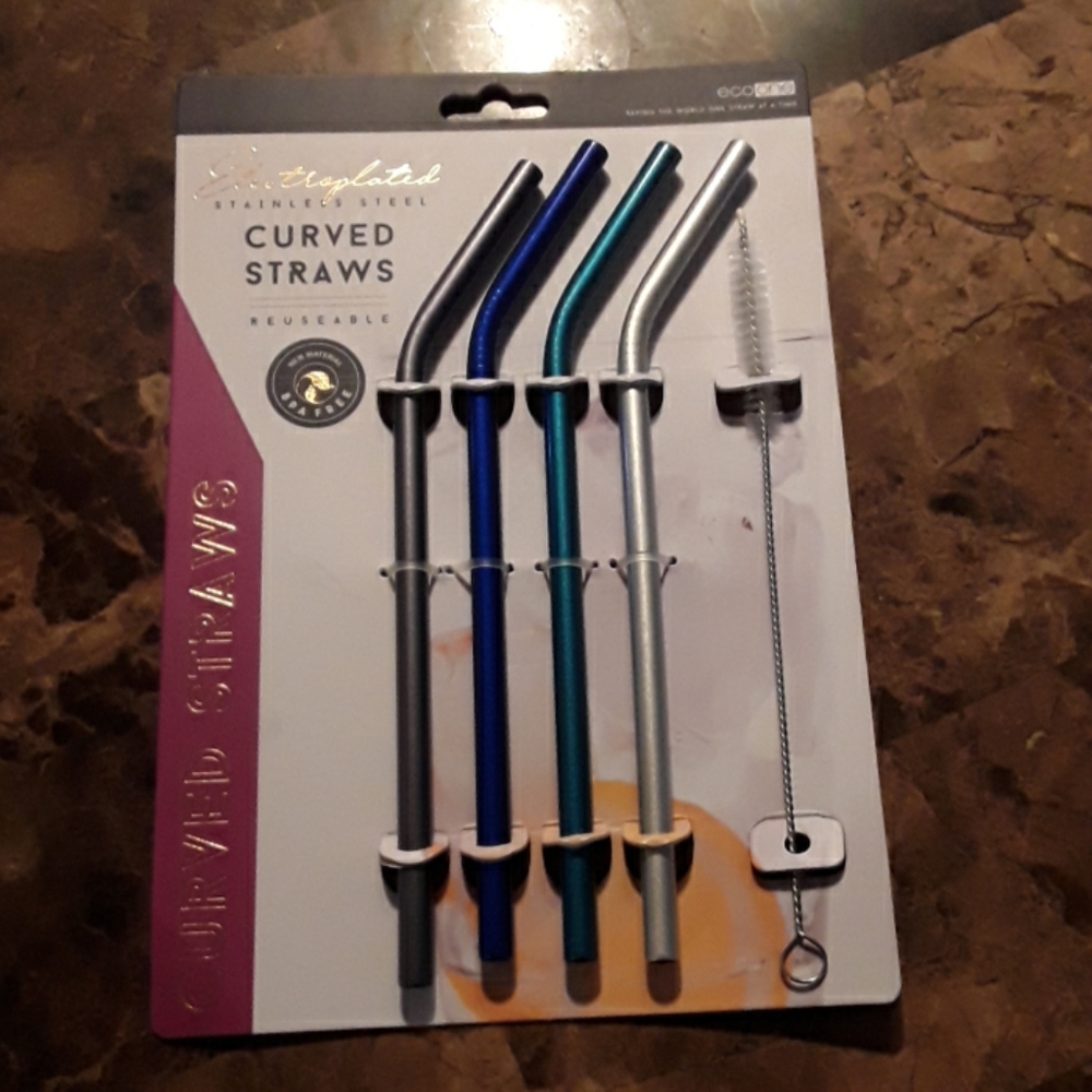 Curved stainless straws